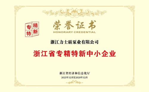 深耕行業(yè)核心技術(shù)，力士霸泵業(yè)成功通過(guò)2025年浙江省專(zhuān)精特新中小企業(yè)復(fù)評(píng)